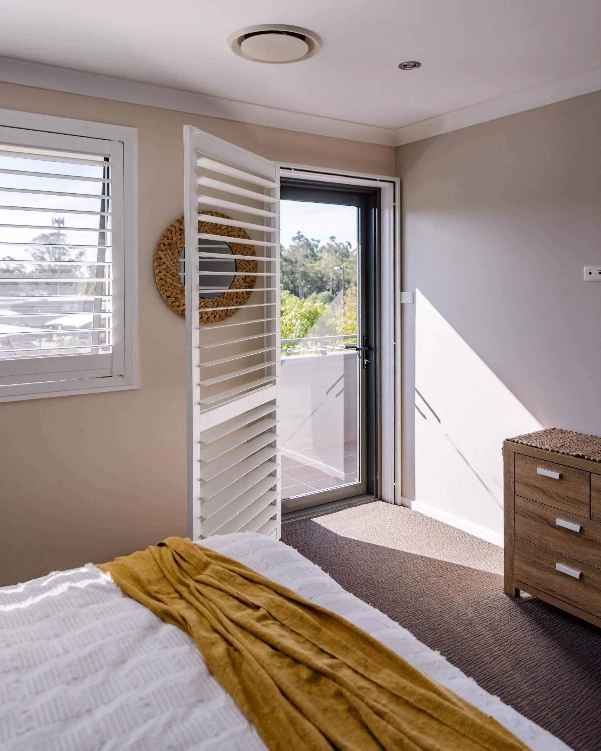 Hinged Door installed by Australian Plantation Shutters in a bedroom