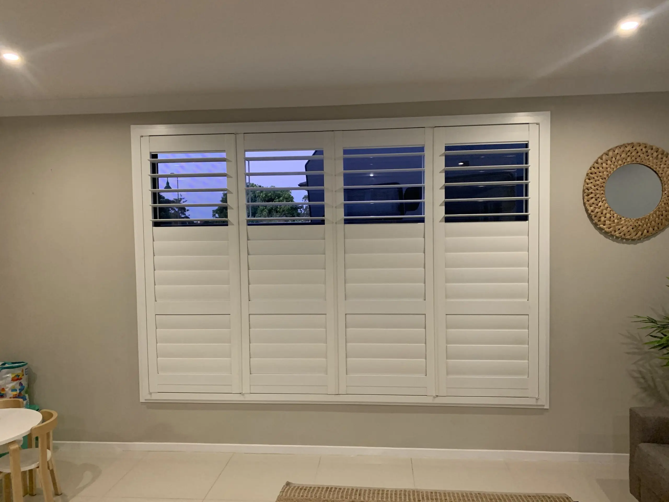 Side Shutter Fixed Window White Fixed Panel Shutter with Operable Blades - Australian Plantation ...
