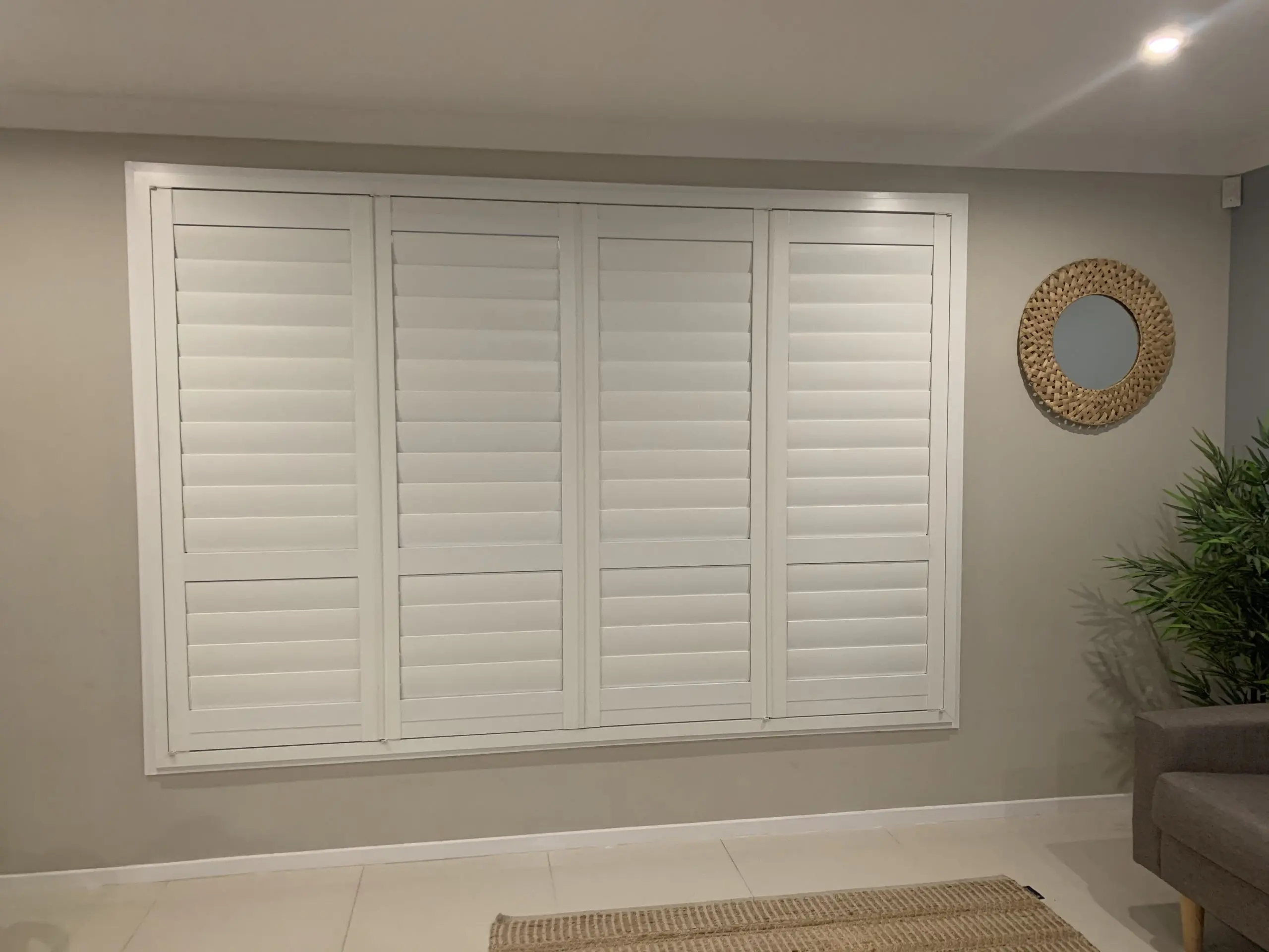Side Shutter Fixed Window White Fixed Panel Shutter with Operable Blades - Australian Plantation ...